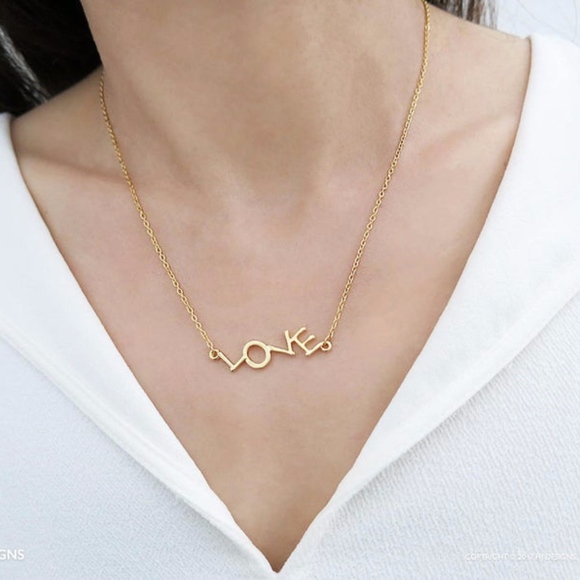 HJ Designs Jewelry - Love Necklace - Gold over 925 Sterling Silver